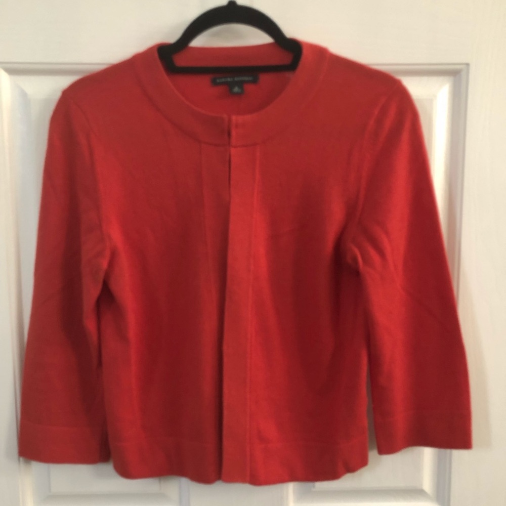 Cropped Sleeve Wool Cardigan